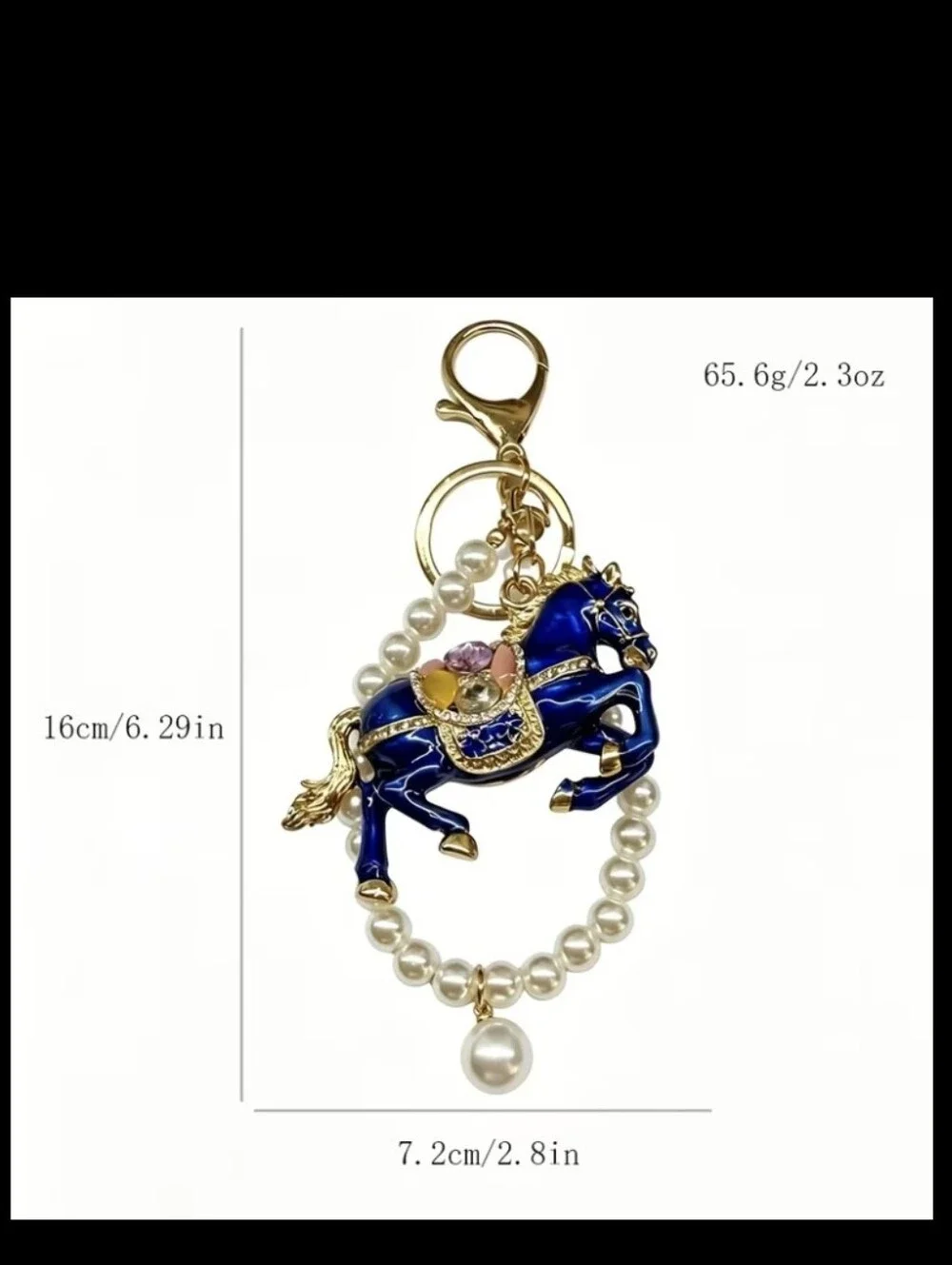 Beautiful Horse & Pearl Bag Charm/ Keychain NEW